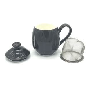 TEAVANA Brown Porcelain 8 oz. Tea Mug Cup w/ Infuser Strainer Lid 3 piece Set